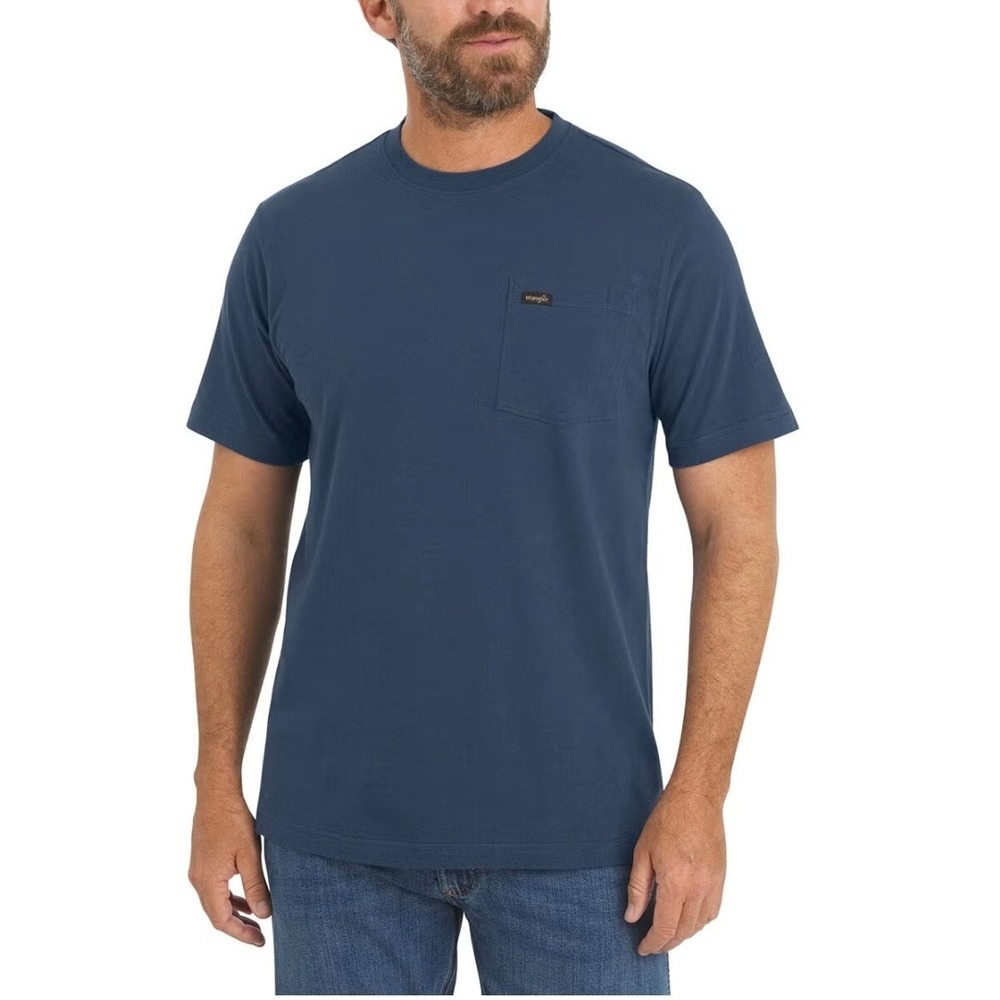 Wrangler Mens Navy Blue 100% Cotton Short Sleeve Pocket T-Shirt Size S 1854625
